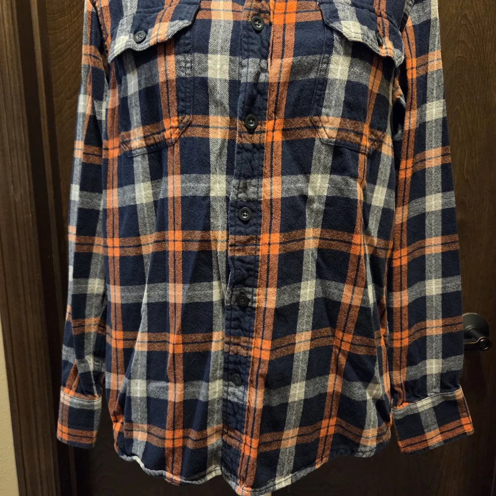 Old Navy Casual Plaid Shirt - Navy and Orange - Picture 4 of 10